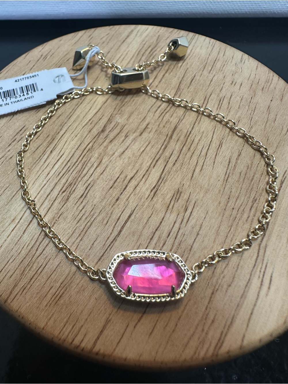 Kendra Scott Elaina adjustable chain bracelet in Azalea illusion NWT